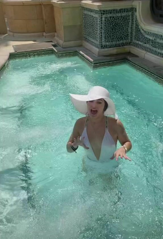 6. Sexy Sophia Talamas in White Swimsuit in the Pool
