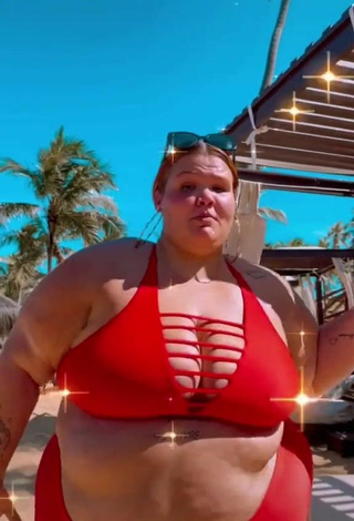 1. Hot Thais Carla in Red Bikini at the Beach