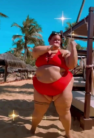 4. Hot Thais Carla in Red Bikini at the Beach