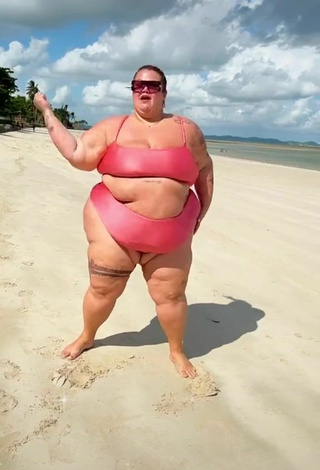 Sexy Thais Carla in Red Bikini at the Beach