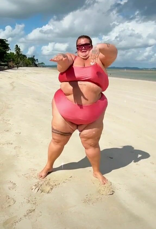 6. Sexy Thais Carla in Red Bikini at the Beach