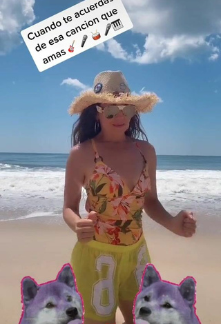Sexy Thalia Shows Cleavage at the Beach