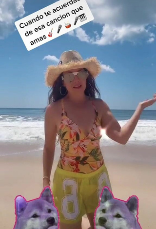 2. Sexy Thalia Shows Cleavage at the Beach