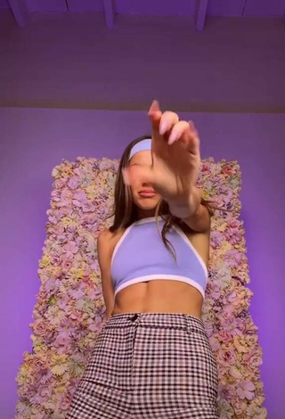 6. Sexy Martina Stoessel in Violet Crop Top without Brassiere