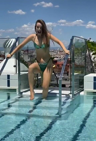 3. Pretty Aitana & Paula Etxeberria in Green Bikini at the Swimming Pool