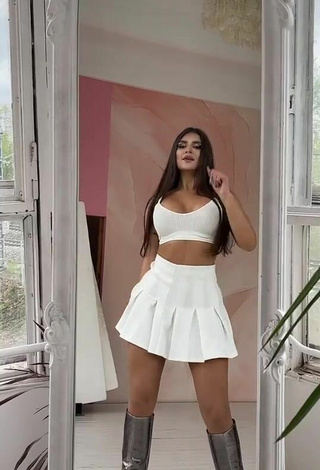 Sexy Valeriya Bearwolf in White Skirt