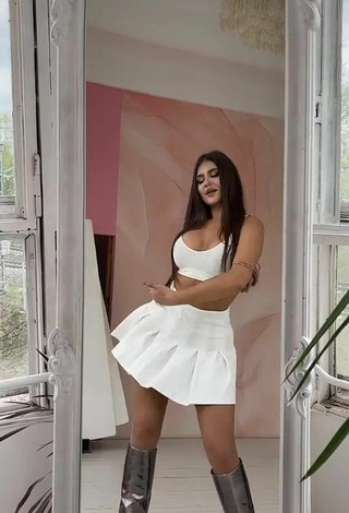 5. Sexy Valeriya Bearwolf in White Skirt