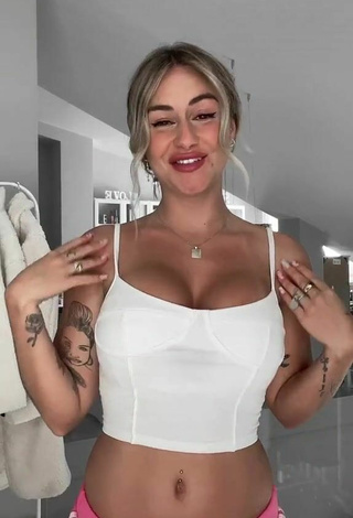 2. Sweetie Abril Cols Shows Cleavage in White Crop Top