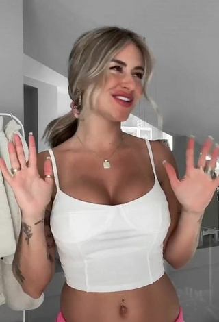 3. Sweetie Abril Cols Shows Cleavage in White Crop Top