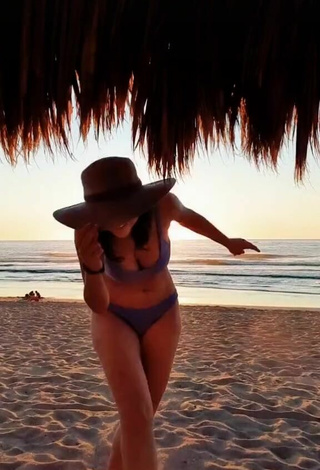2. Hot Ale Ivanova Shows Cleavage in Blue Bikini at the Beach
