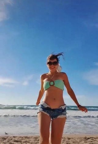 Hot Ale Ivanova in Green Bikini Top at the Beach