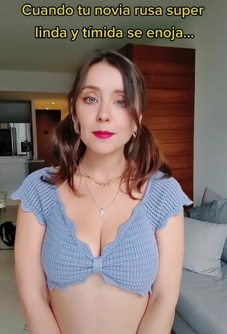 3. Sexy Ale Ivanova Shows Cleavage in Blue Crop Top