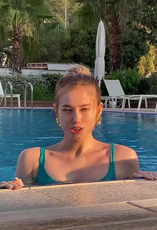 2. Hot Alexandra Romanova in Green Bikini Top at the Pool