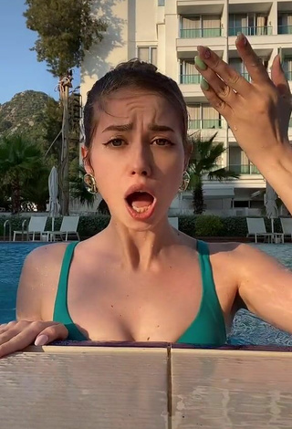 3. Sexy Alexandra Romanova in Green Bikini Top at the Pool