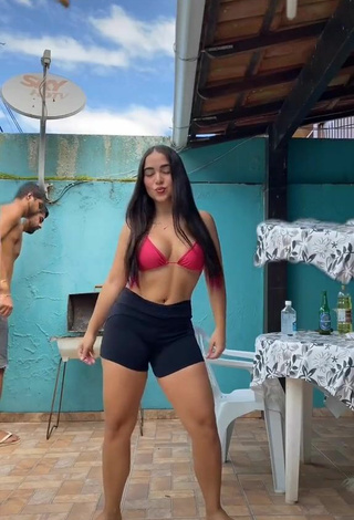 Sexy Aline Borges in Pink Bikini Top and Bouncing Boobs