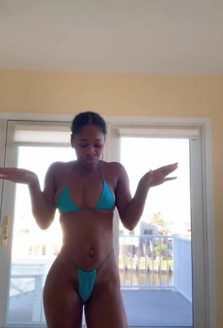 Sexy Angel Ogbonna Shows Cleavage in Blue Mini Bikini