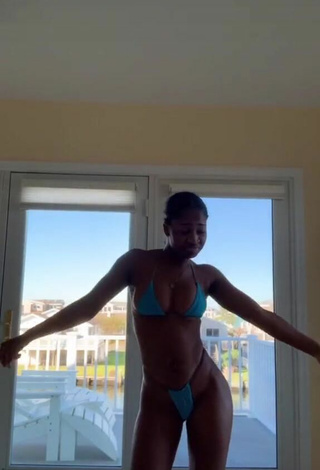 2. Sexy Angel Ogbonna Shows Cleavage in Blue Mini Bikini