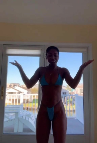 5. Sexy Angel Ogbonna Shows Cleavage in Blue Mini Bikini