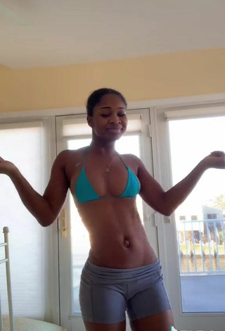 4. Sexy Angel Ogbonna Shows Cleavage in Blue Bikini Top