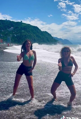 4. Sexy Anna Chulkova in Bikini Top at the Beach