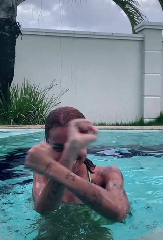 3. Sexy Anna Catarina in Snake Print Bikini Top at the Pool