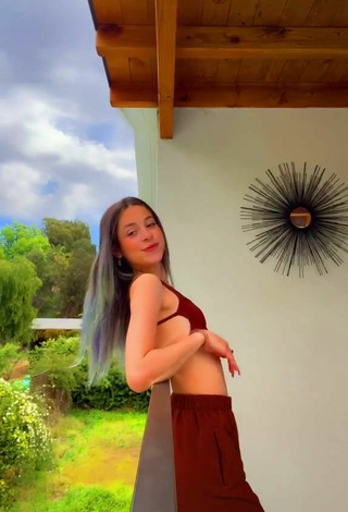 5. Sexy Ashley Newman in Brown Crop Top on the Balcony