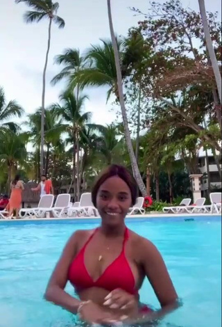 2. Amazing Ashley Montero in Hot Red Bikini at the Swimming Pool