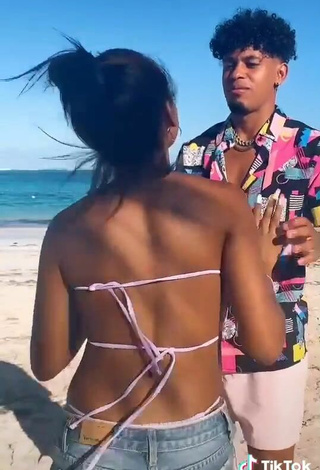 3. Beautiful Ashley Montero in Sexy Purple Bikini Top at the Beach