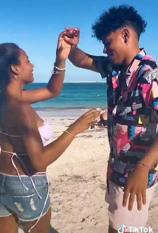 5. Beautiful Ashley Montero in Sexy Purple Bikini Top at the Beach