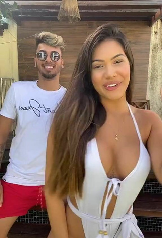 5. Sweetie Ayarla Souza Shows Cleavage in White Swimsuit