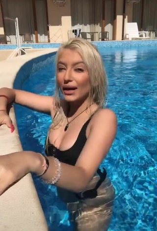 3. Beautiful Barbara Milenkovic in Sexy Black Bikini at the Pool