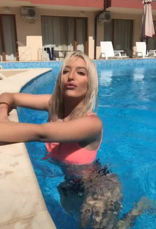 Hottie Barbara Milenkovic in Pink Bikini Top at the Pool