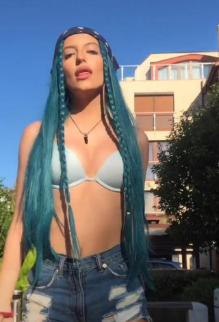 Cute Barbara Milenkovic in Blue Bikini Top