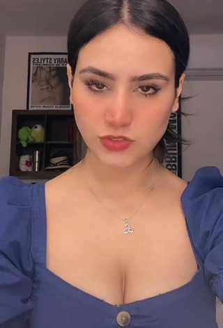 Sexy Barbara Nuñez Treviñ Shows Cleavage in Blue Crop Top