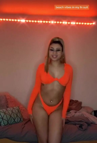 Erotic BbygShai in Electric Orange Bikini