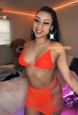 Amazing BbygShai in Hot Electric Orange Bikini Top