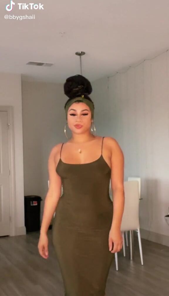 Sexy BbygShai in Olive Dress sexyfilter