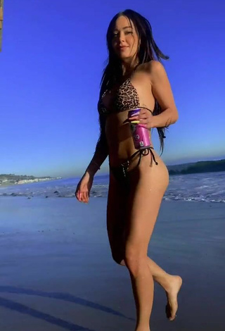 1. Sexy Caelike in Leopard Bikini at the Beach
