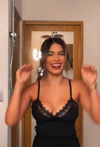 4. Sexy Camilla Contreras Shows Cleavage and Bouncing Boobs in Black Top