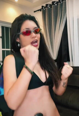 4. Sexy Carolinne Silver in Black Bikini Top