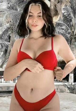 Hottie Claudia García in Red Bikini at the Beach