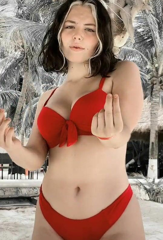 5. Hottie Claudia García in Red Bikini at the Beach