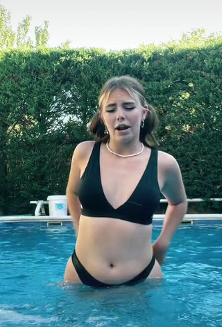 4. Beautiful Claudia García in Sexy Black Bikini at the Pool