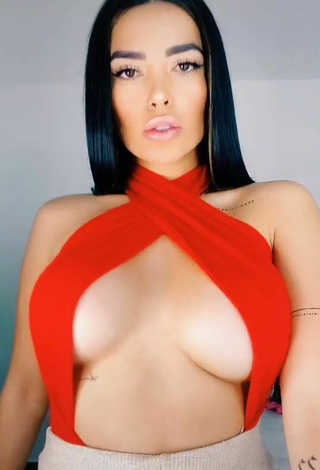 5. Sexy Dania Méndez in Red Hot Top without Brassiere and Bouncing Boobs