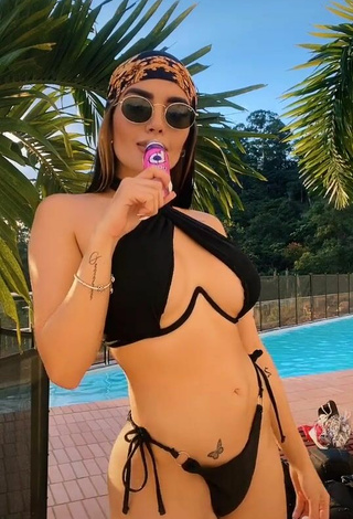 2. Sexy Dania Méndez in Black Bikini at the Pool