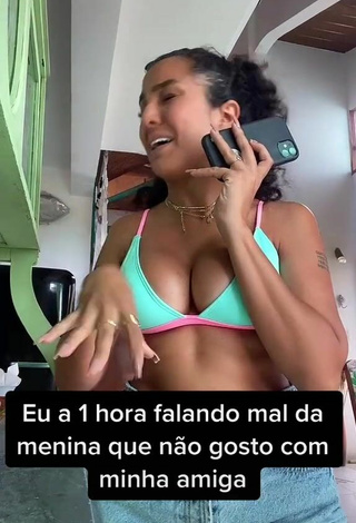 2. Sexy Danielle Dias Shows Cleavage in Blue Bikini Top